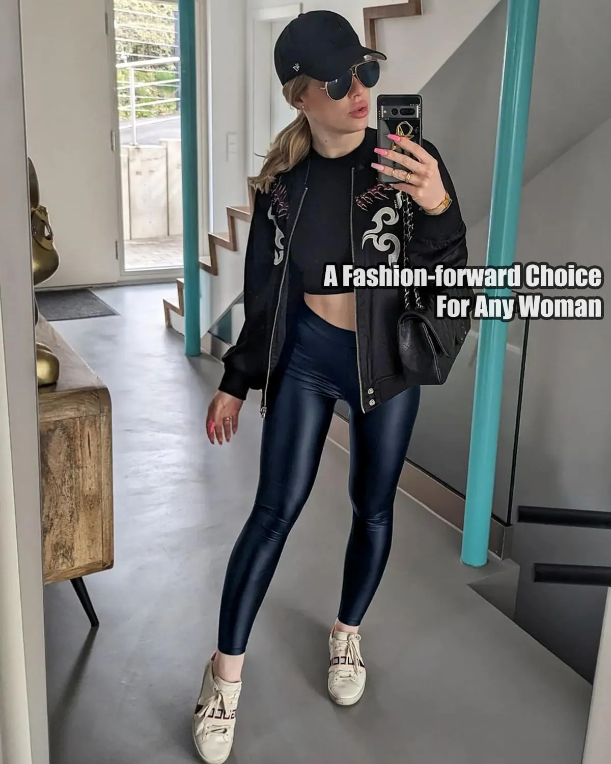 raita High Waist Faux Leather Leggings for Women Black PU Butt Lift Sexy Stretchy Sporty Leather Pants Causal