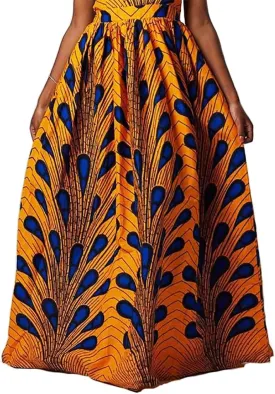 RED DOT BOUTIQUE 930 - Plus Size Ethnic African Print Long Maxi Skirt