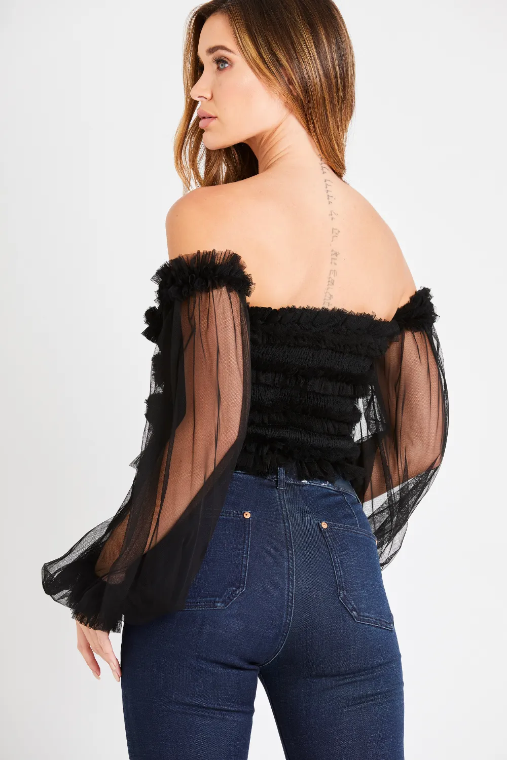 Rolf Black Mesh Top
