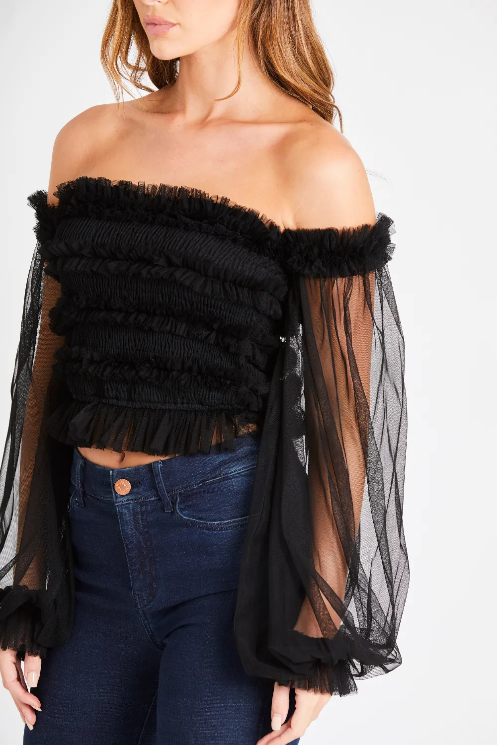 Rolf Black Mesh Top