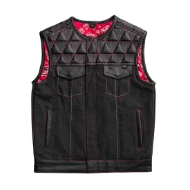 Rush - Men's Club Style Leather/Denim Motorcycle Vest - Limited Edition