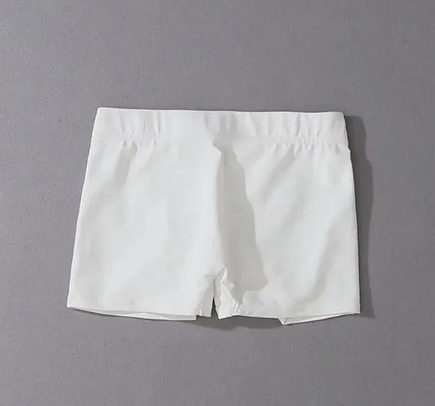 Solid Color Elastic Waist Tight Shorts