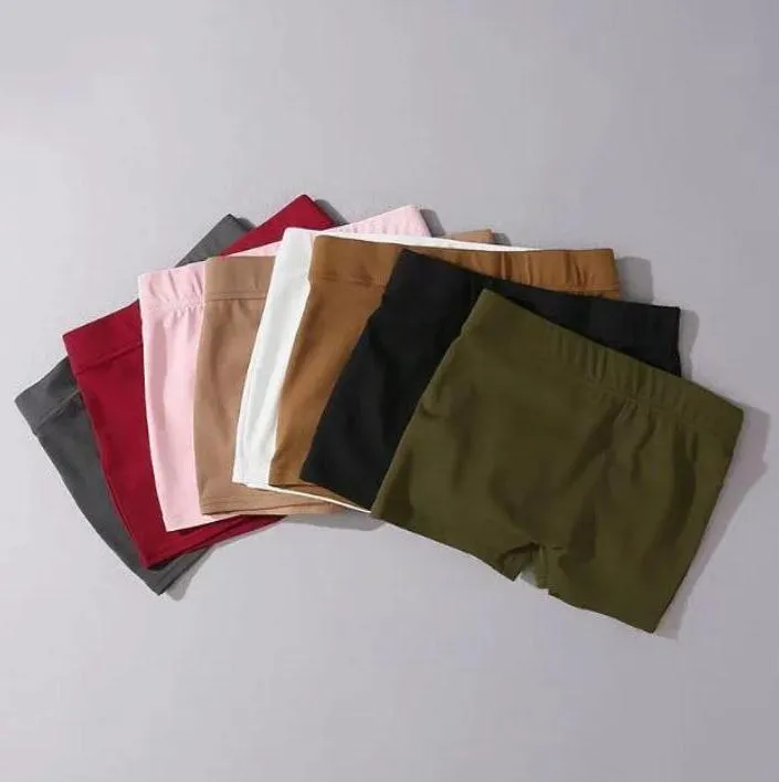 Solid Color Elastic Waist Tight Shorts