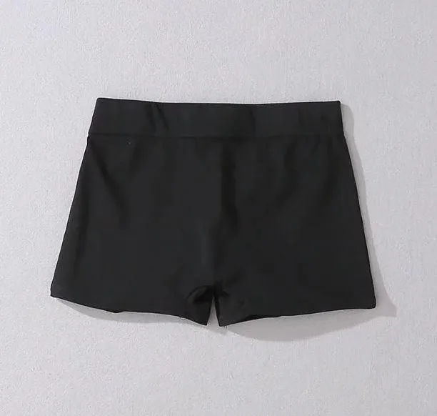 Solid Color Elastic Waist Tight Shorts