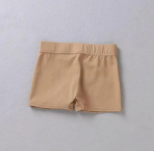 Solid Color Elastic Waist Tight Shorts