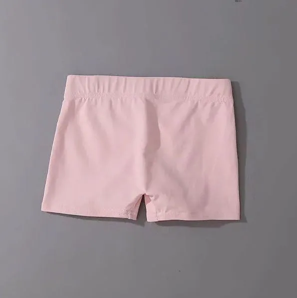 Solid Color Elastic Waist Tight Shorts