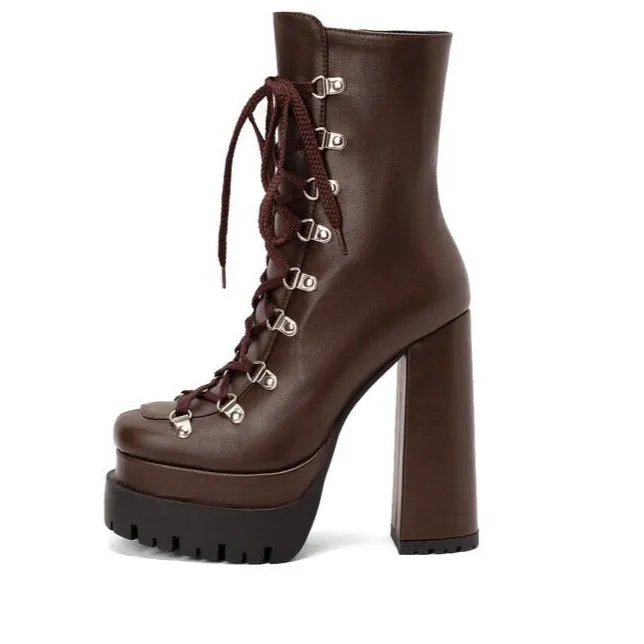 TEEK - Thick Platform Tie-Up Punk Martin Boots