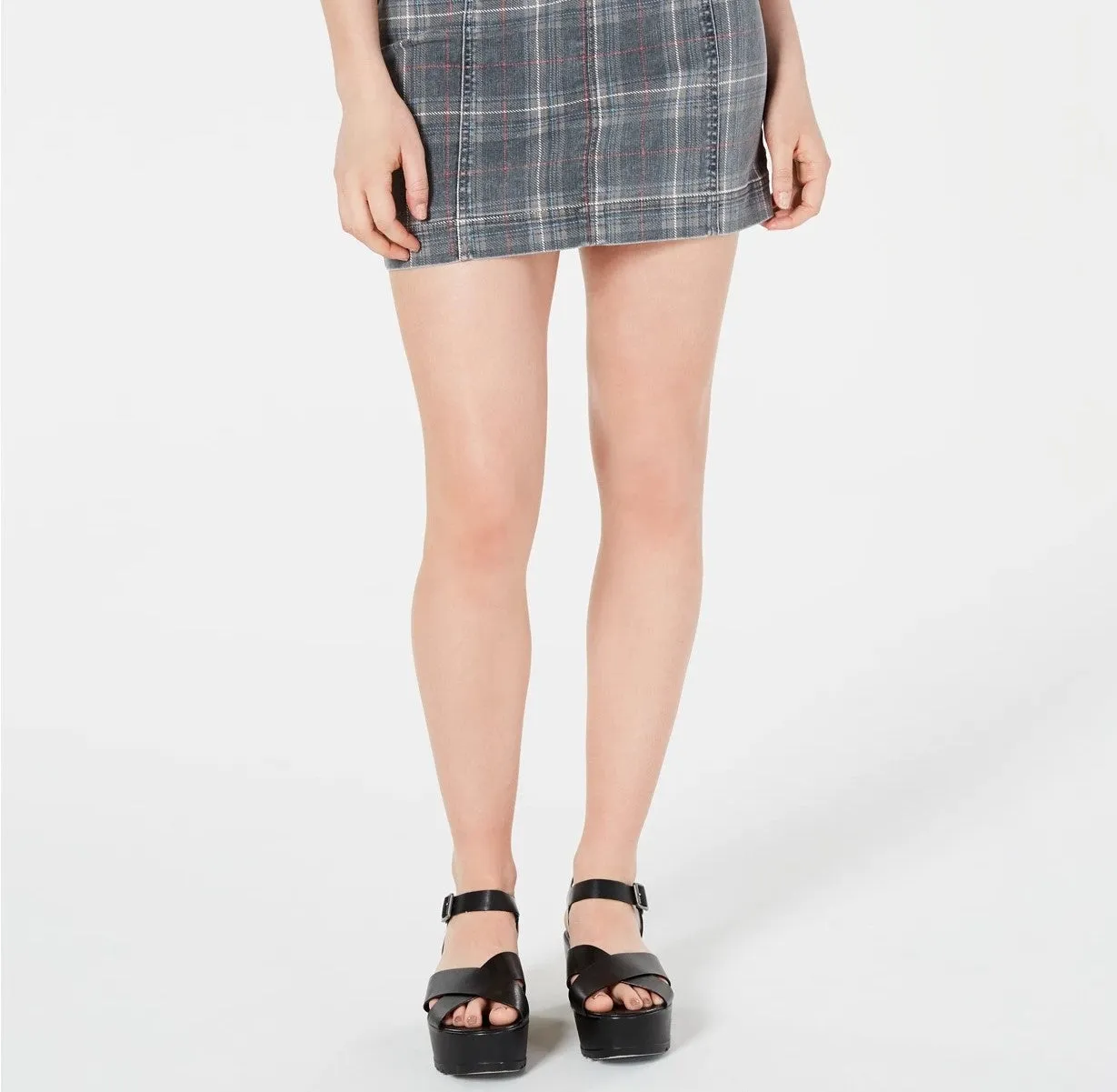 Tinseltown Junior's Printed Denim Mini Skirt Black Size 13