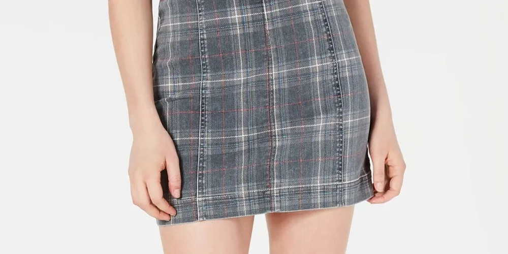 Tinseltown Junior's Printed Denim Mini Skirt Black Size 13