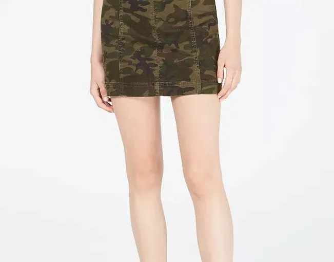 Tinseltown Juniors' Printed-Denim Mini Skirt Dark Green Size 7