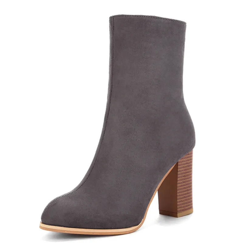 Toleet Back Zipper Pointed Toe Casual Mid-tube Women's Boots