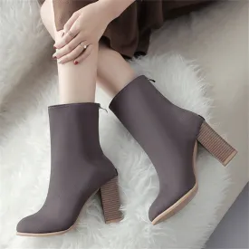 Toleet Back Zipper Pointed Toe Casual Mid-tube Women's Boots