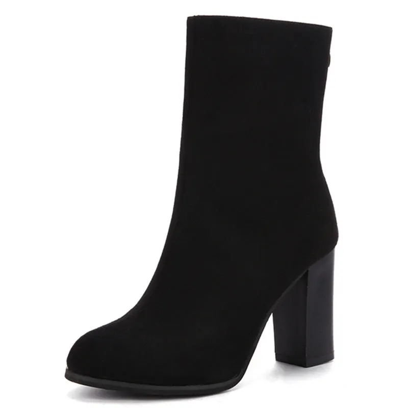 Toleet Back Zipper Pointed Toe Casual Mid-tube Women's Boots