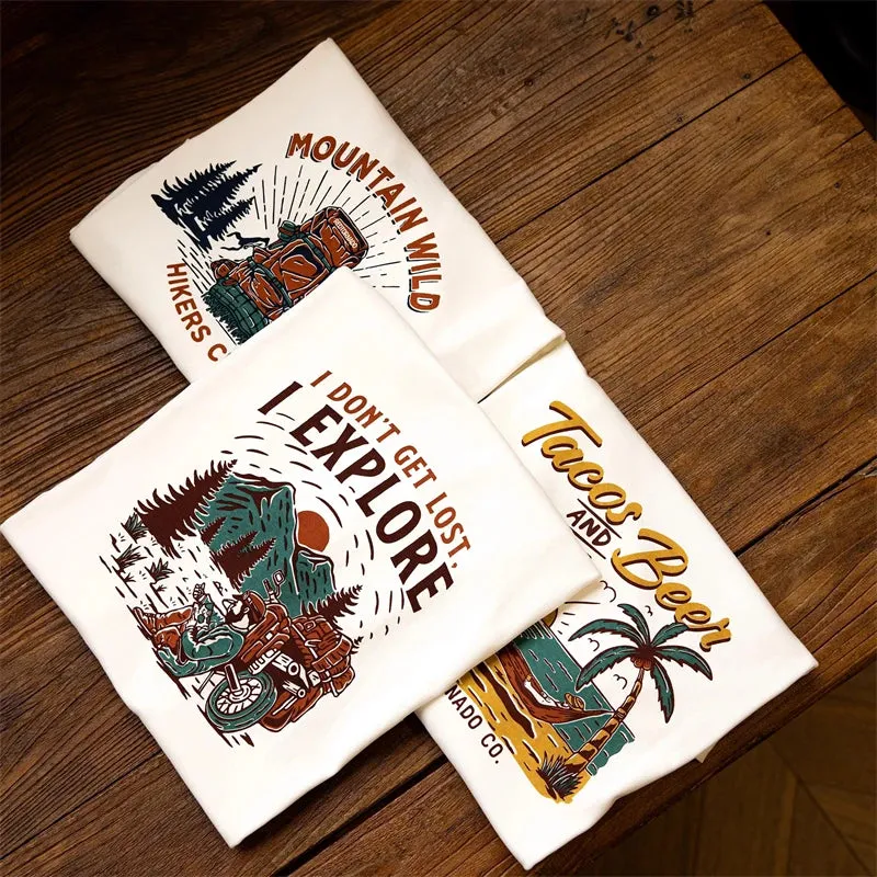 Travel Series Graphic T-shirt - Men's Short Sleeve Beach Print Tee