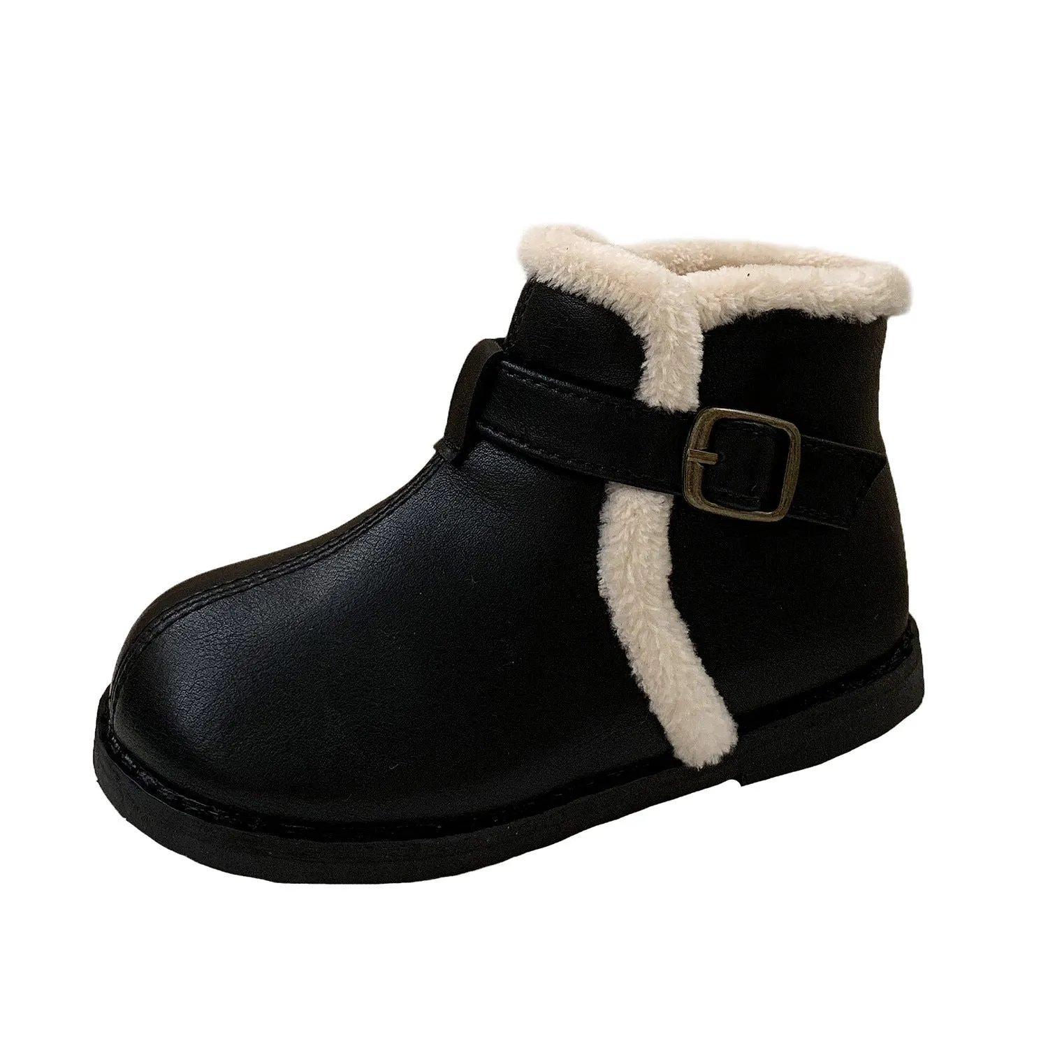 Velcro Soft Bottom boots Turned Wool Korean Style Round Head