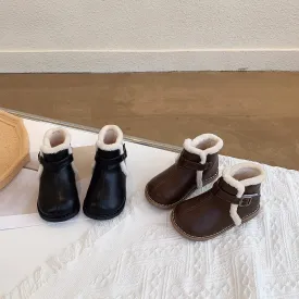 Velcro Soft Bottom boots Turned Wool Korean Style Round Head