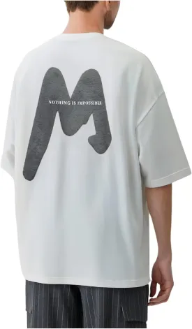 Verdusa Men's Casual T Shirts Letter Printed Drop Shoulder Round Neck Half Sleeve Tops