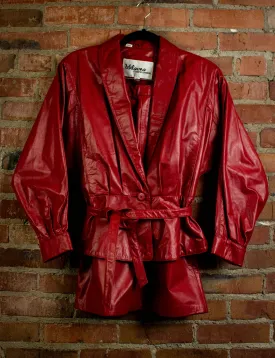 Vintage Wilsons Red Leather Two Piece 1980s Small