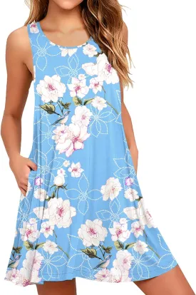 WEACZZY Women Summer Casual Swing T Shirt Dresses Beach Cover up Loose Dress
