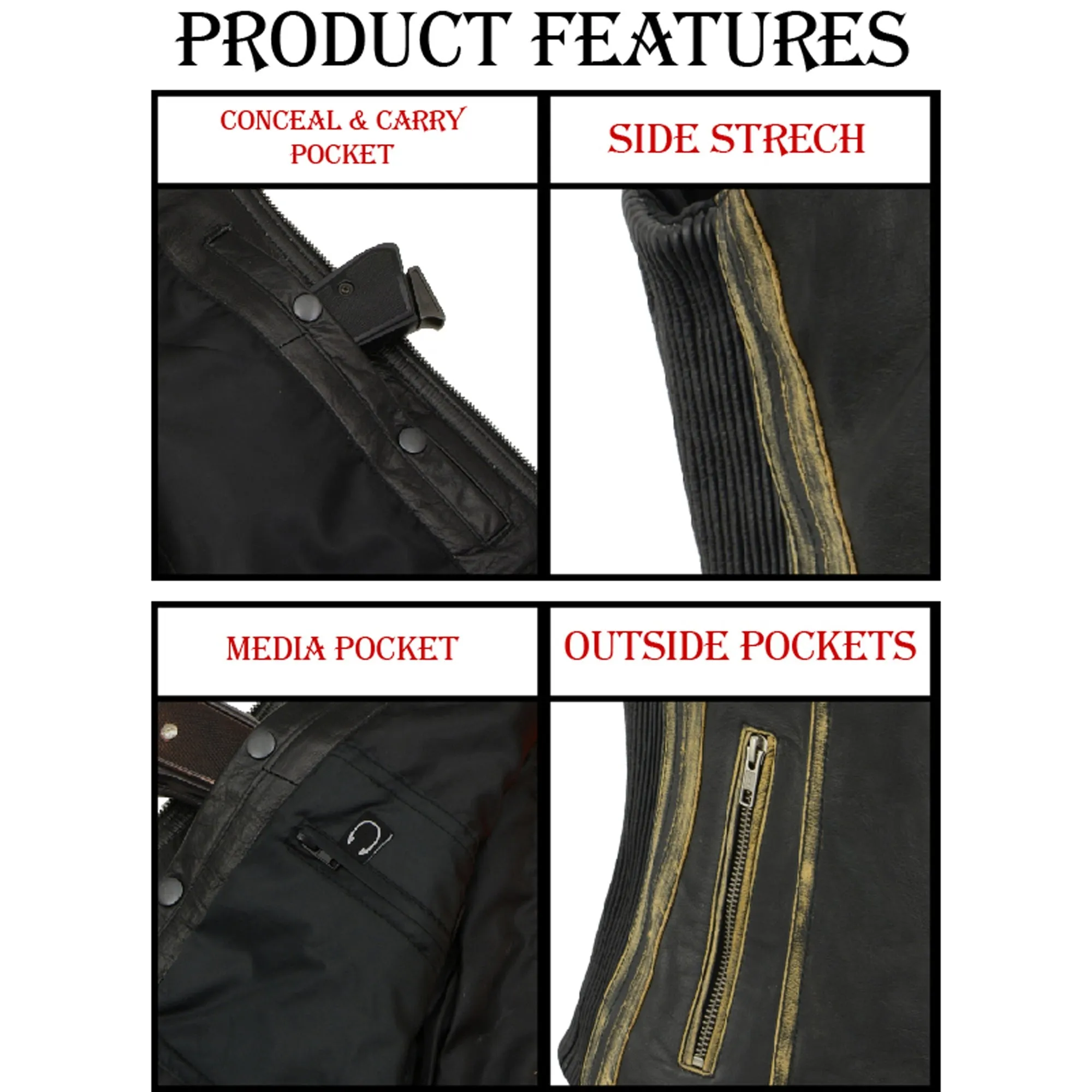 Women Distressed Black Leather Vest