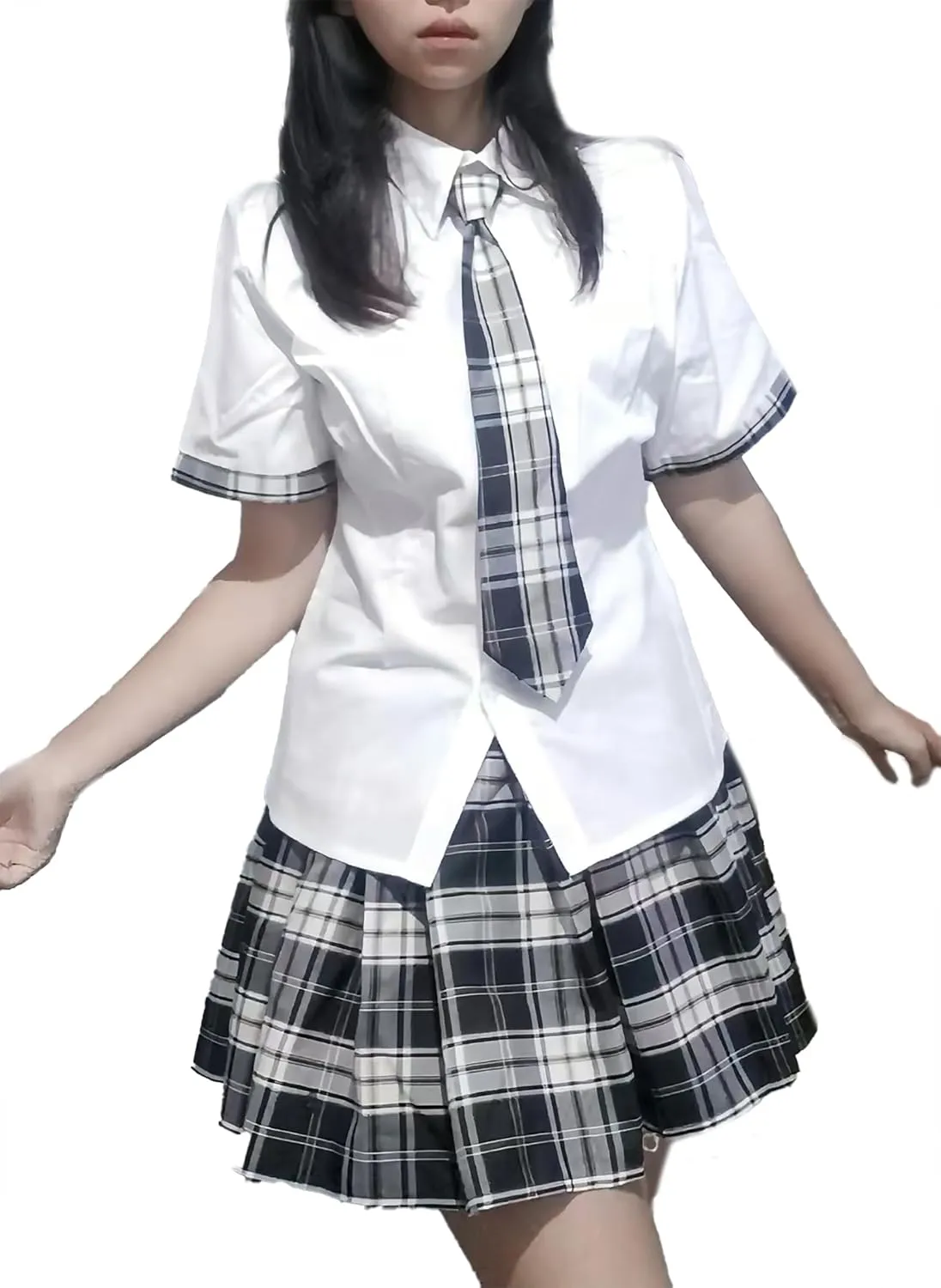 Women School Girl Outfits Set School Girl Costume Top With Mini Pleated Skirt