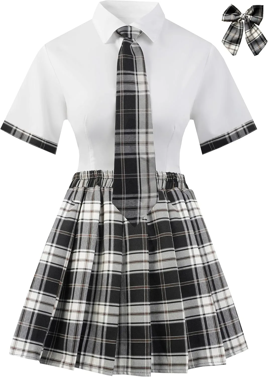 Women School Girl Outfits Set School Girl Costume Top With Mini Pleated Skirt
