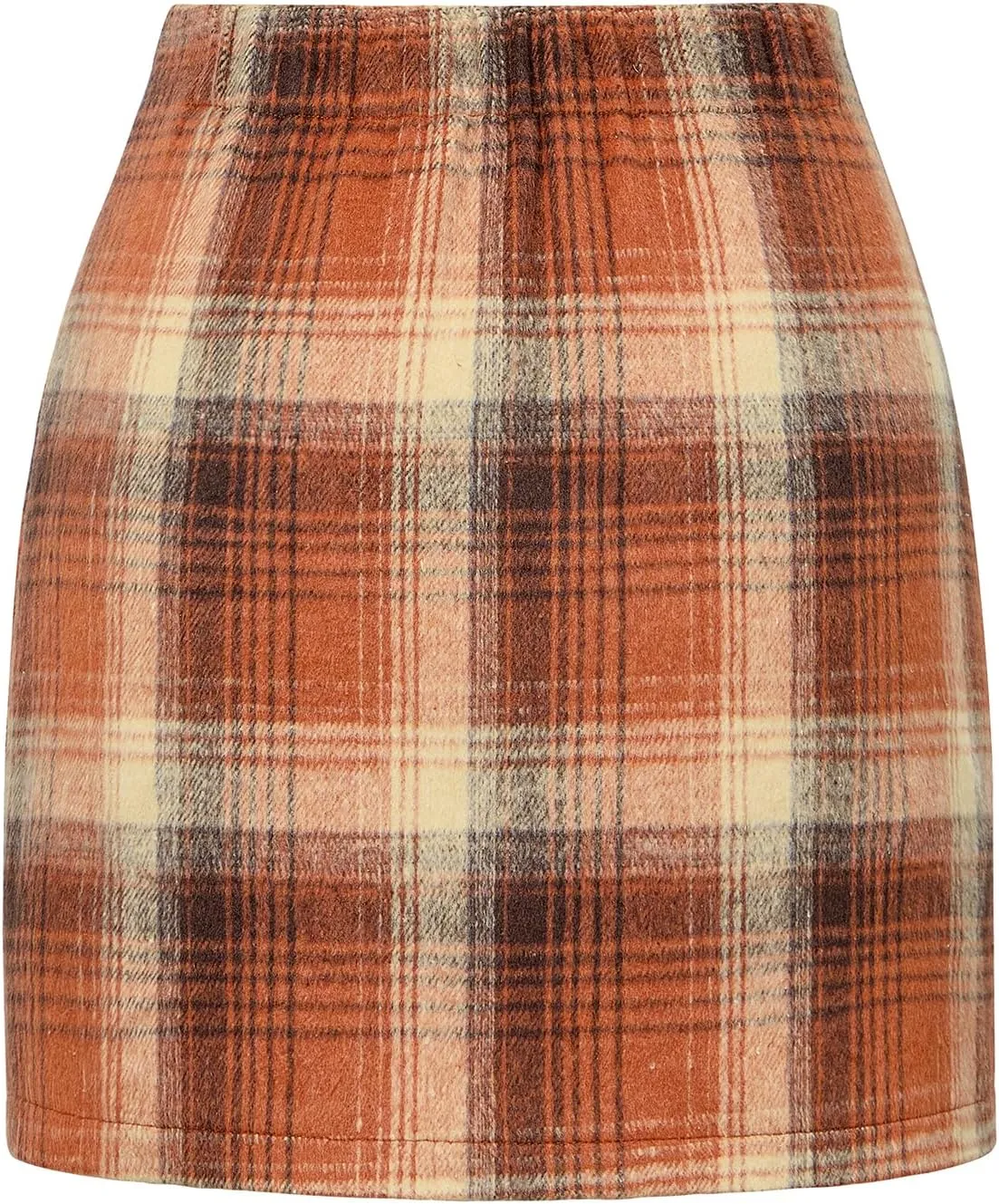 Womens Plaid Skirts High Waist Pencil Skirt Bodycon Mini Skirt Fall Winter Outfits for Women