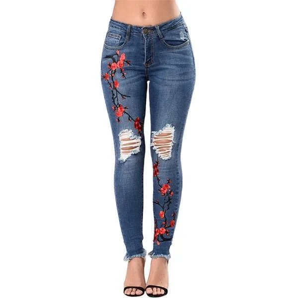 Women’s Ripped Pencil Denim Jeans