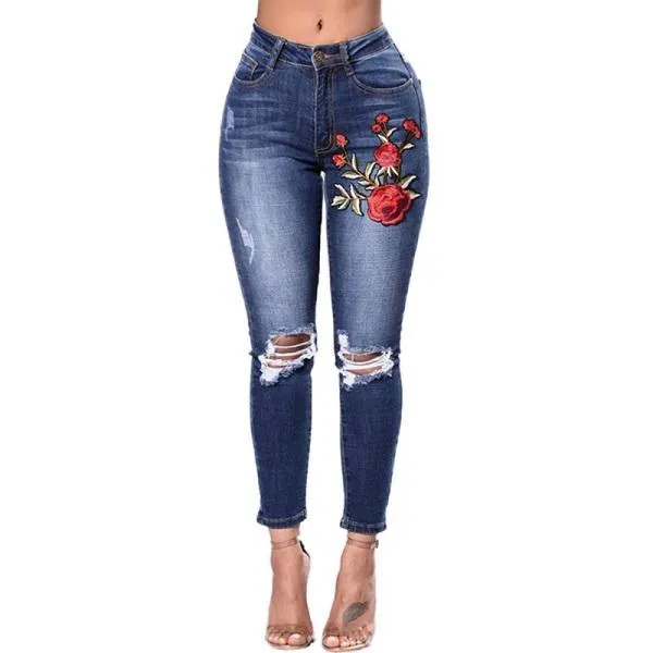 Women’s Ripped Pencil Denim Jeans