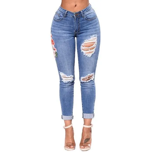 Women’s Ripped Pencil Denim Jeans
