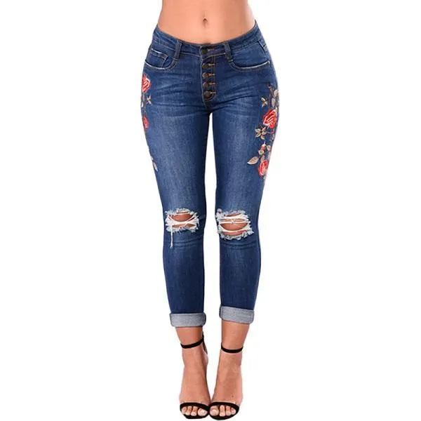 Women’s Ripped Pencil Denim Jeans