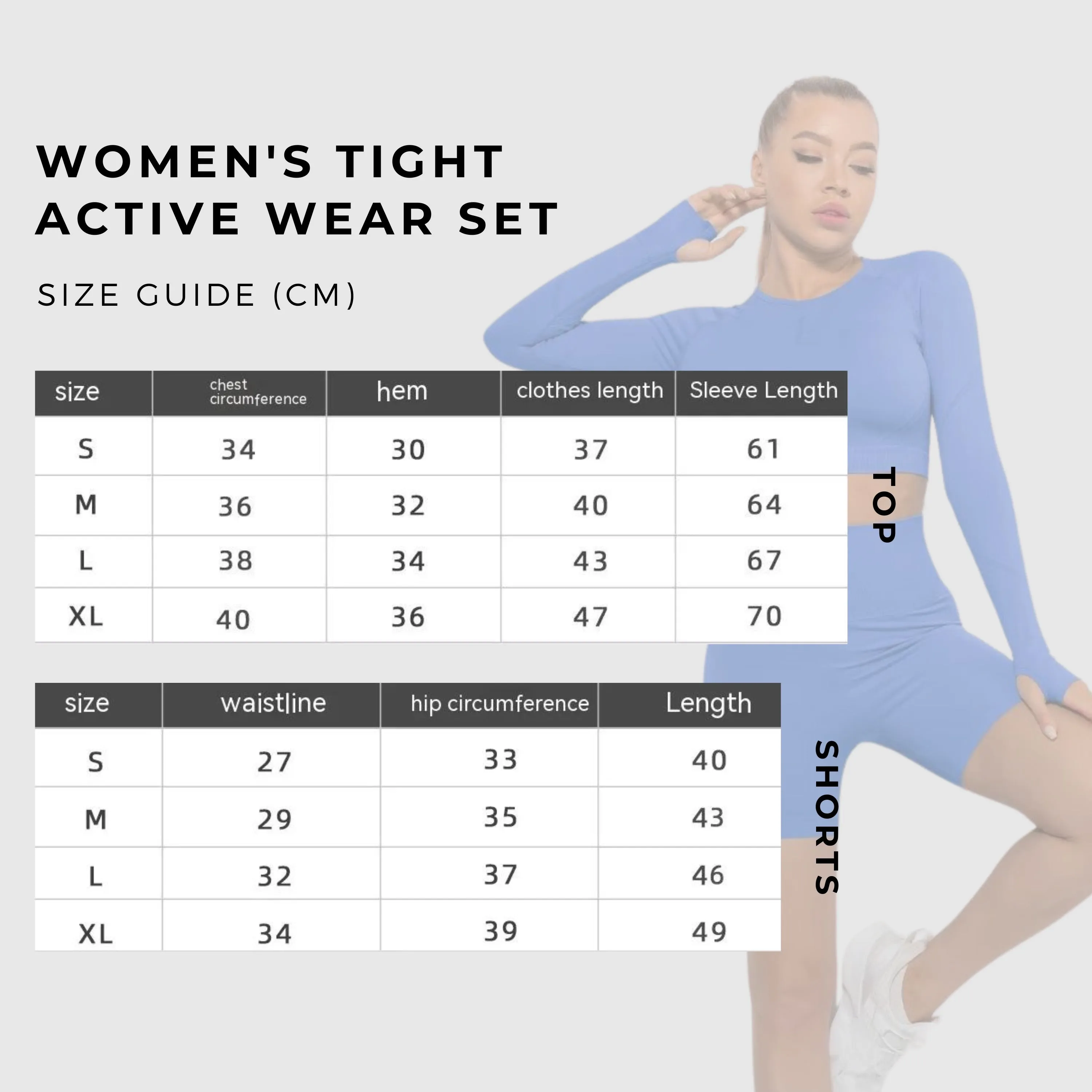 Women's Tight Round Neck Long Sleeved Top and Shorts Sports Active Wear Set