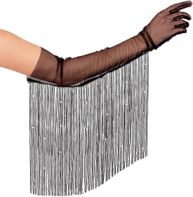 xo, Fetti Black Mesh Fringe   Pearl Gloves | Rave Bachelorette Outfit, Birthday Girl Accessory, Concert Party Decorations, Cute Festival Supplies, Halloween Costume, Bride or Die Wedding