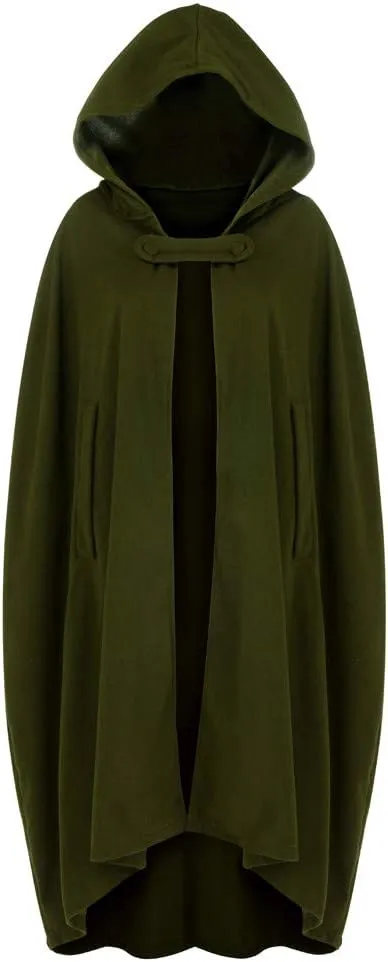 XUNRYAN Womens Winter Cape Coat Wool Blend Hooded Cloak Maxi Long Cardigans Open Front Poncho Outwear Halloween Costume