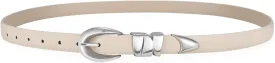 XZQTIVE Women's Skinny Leather Belts Ladies Thin Waist Belts for Jeans Dress Pants Trendy Black Belt with Gold Buckle