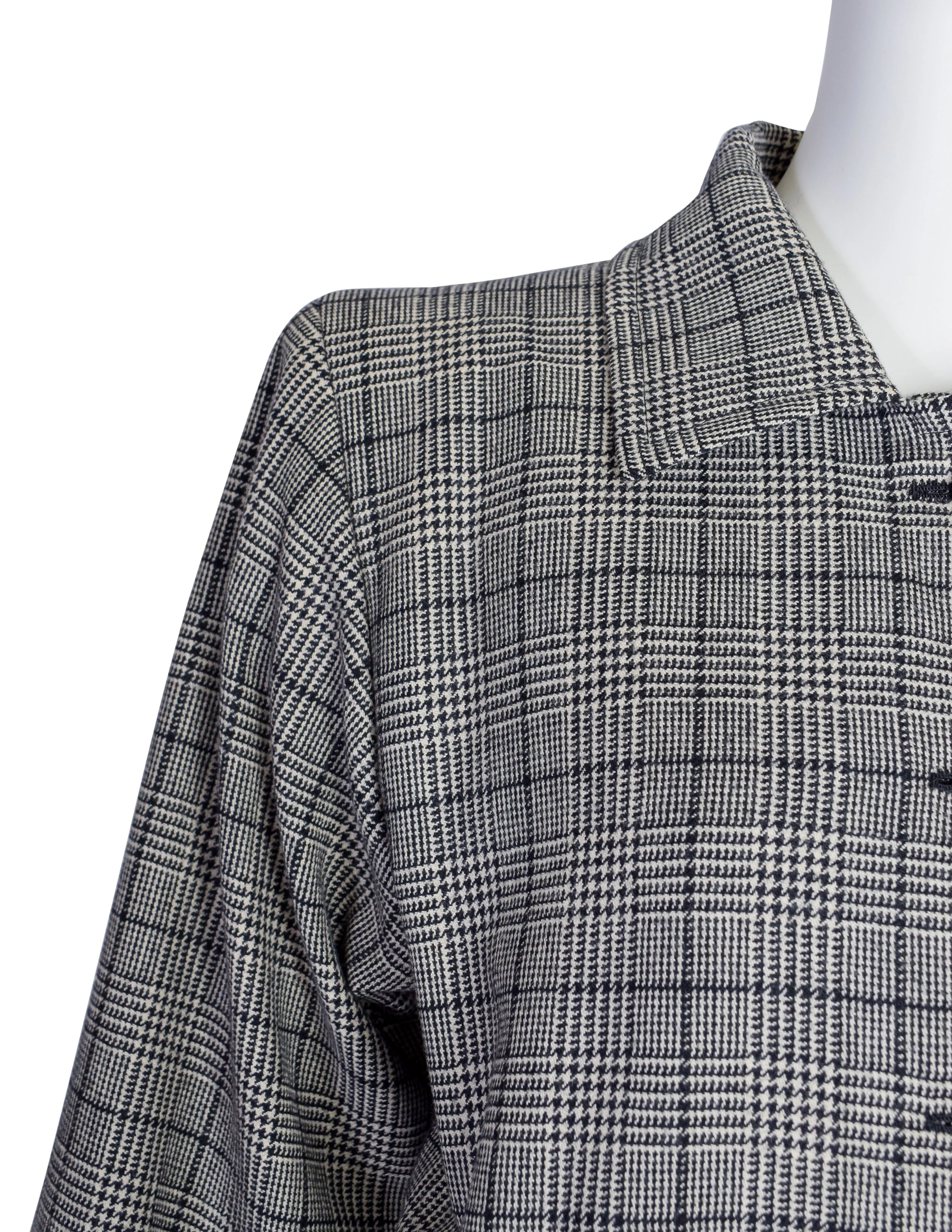 Yves Saint Laurent Vintage 1980s Haute Couture Numbered Black White Check Plaid Jacket Skirt Suit